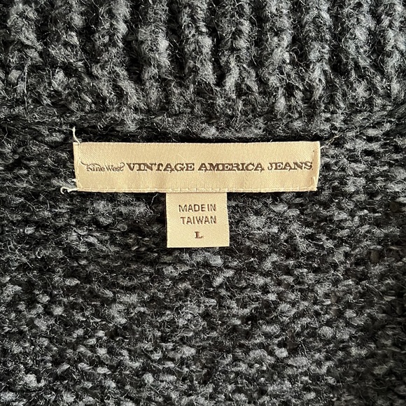 Nine West Vintage America Jeans, 3-Button Knit Cardigan, Black/Gray - Large - Picture 9 of 11